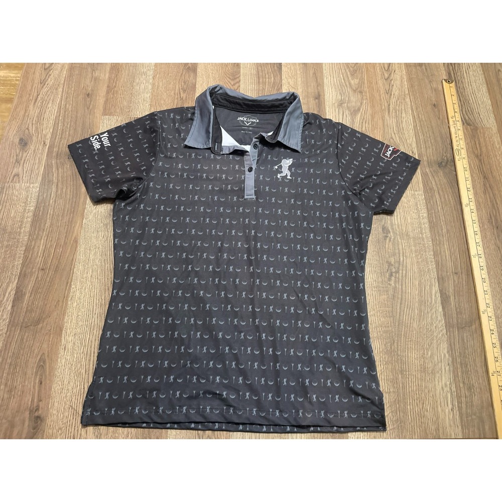 Jack Links Shirt, Women's Size Medium, Black, Polo Shirt, Golf Sasquatch